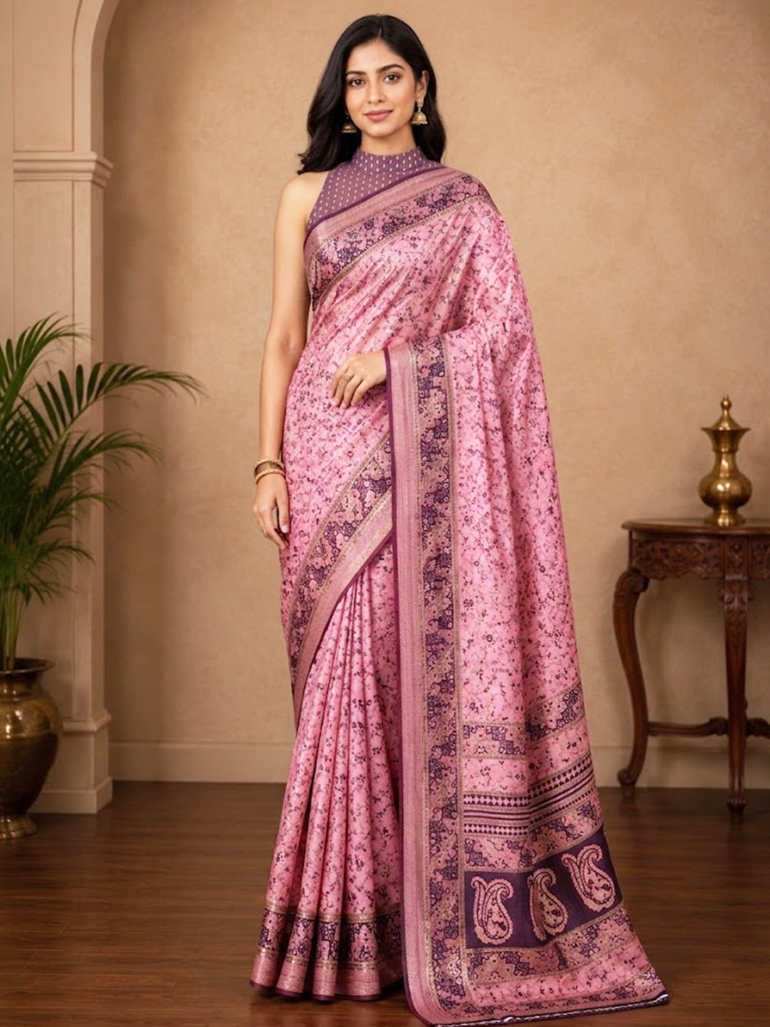 Urban Pallu Printed Silk Blend Festive Saree