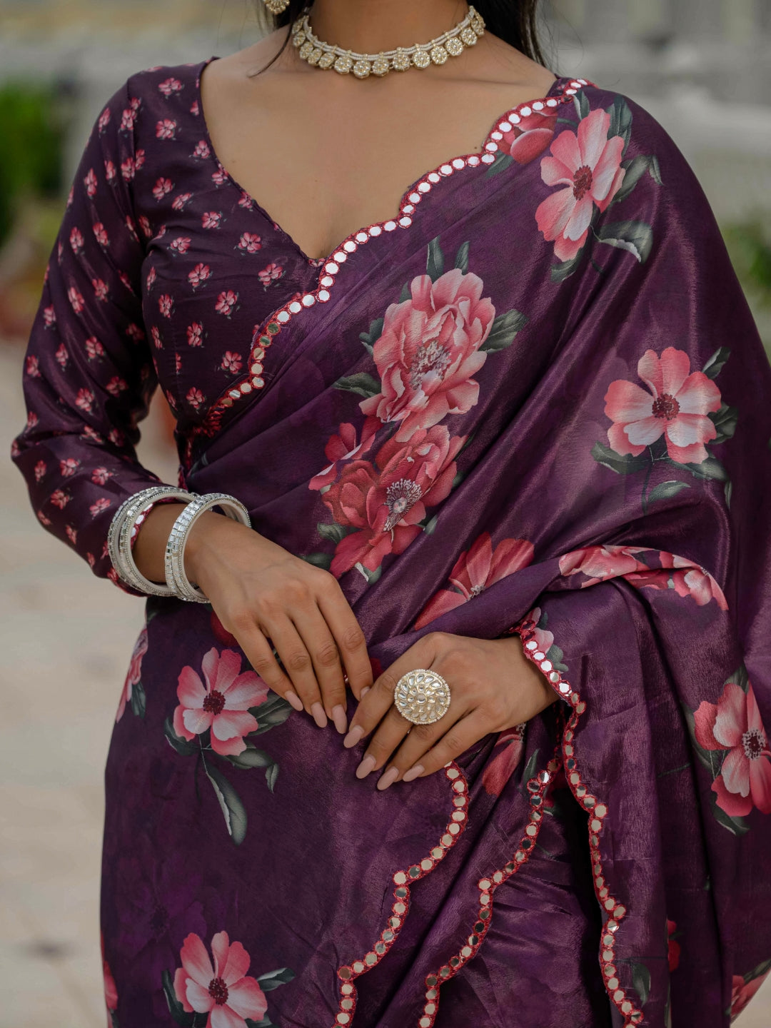 Urban Pallu Woven Design Silk Blend Fusion Saree