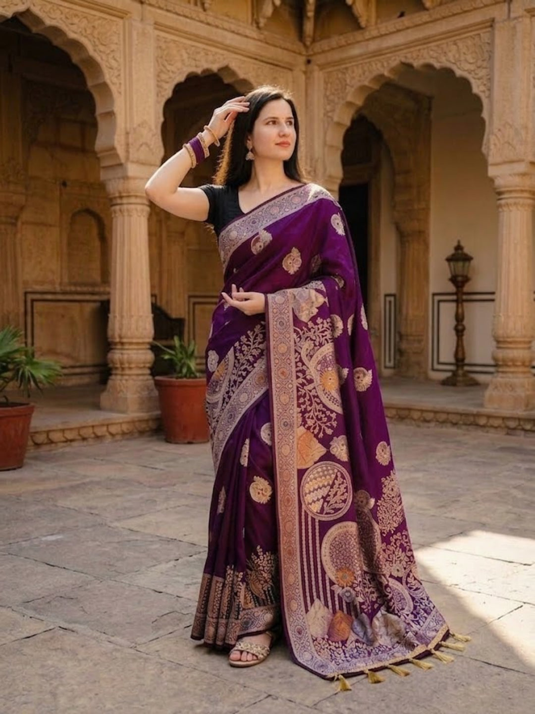 Urban Pallu Woven Design Silk Blend Traditional Saree