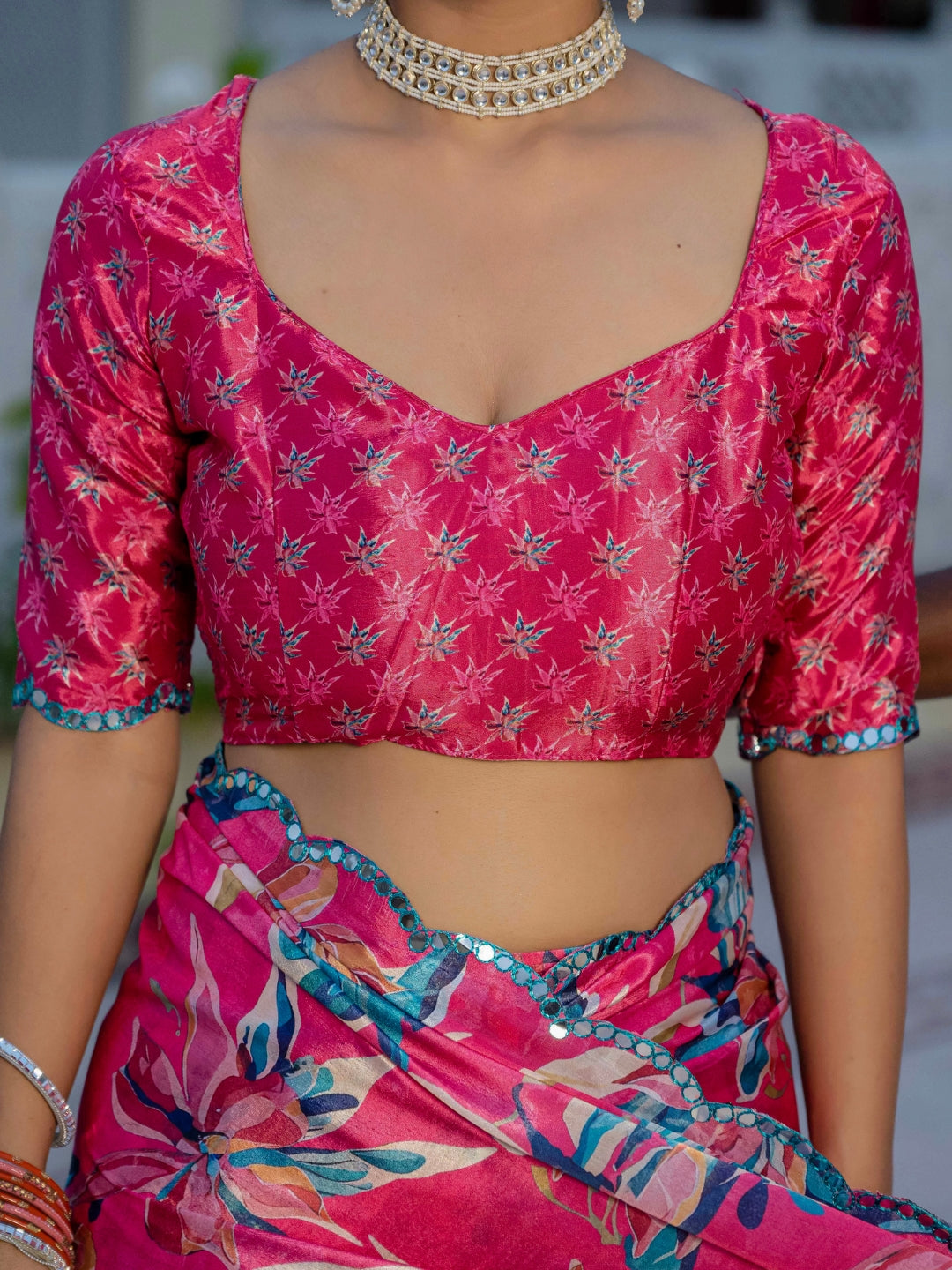 Urban Pallu Woven Design Silk Blend Fusion Saree
