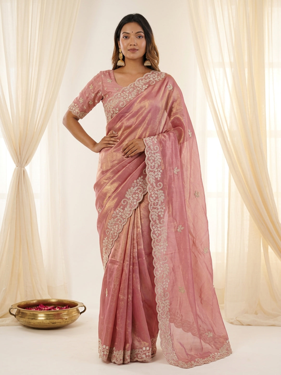 Urban Pallu Embroidered Organza Festive Saree
