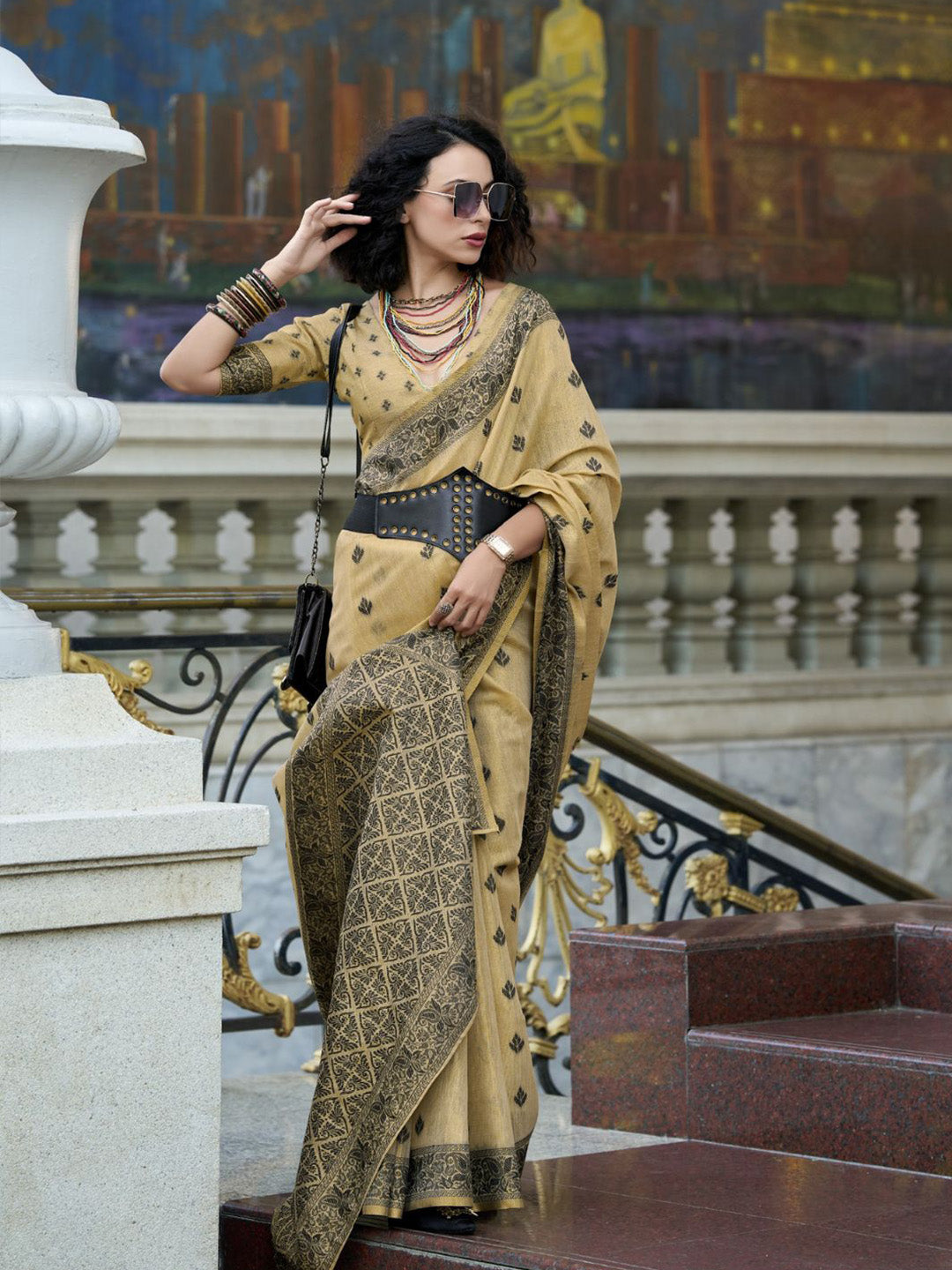 Urban Pallu Woven Design Cotton Blend Daily Saree