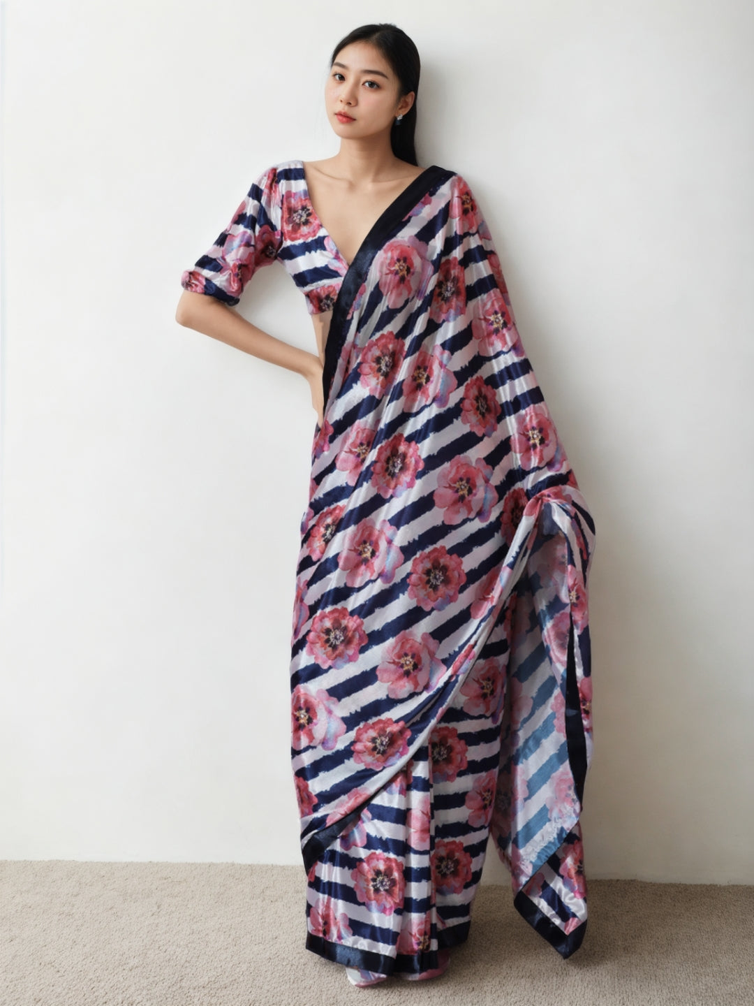 Urban Pallu Woven Design Silk Blend Fusion Saree