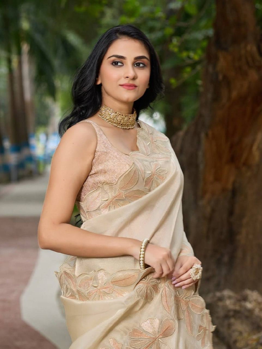 Urban Pallu Embroidered Pure Georgette Fusion Saree