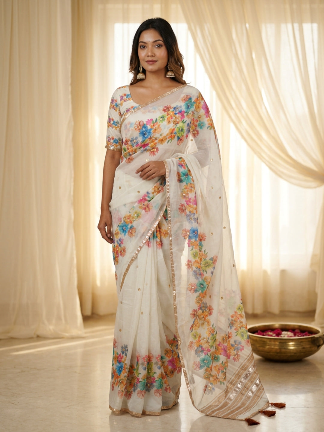 Urban Pallu Printed Silk Blend Festive Saree