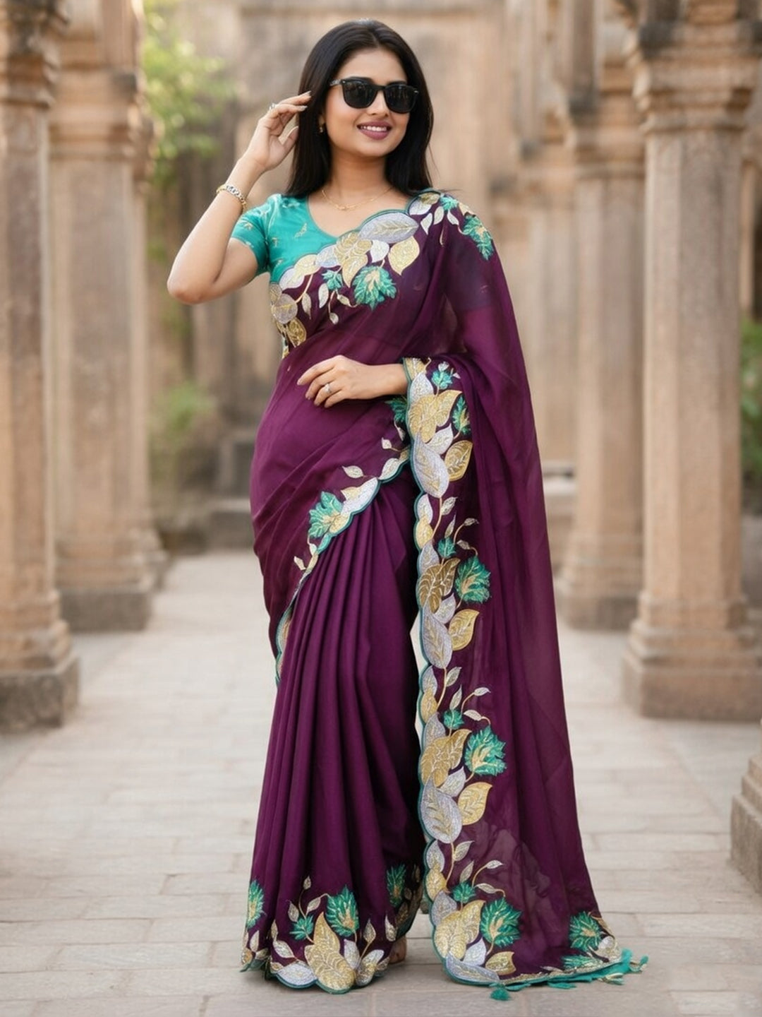 Urban Pallu Woven Design Poly Chiffon Traditional Saree