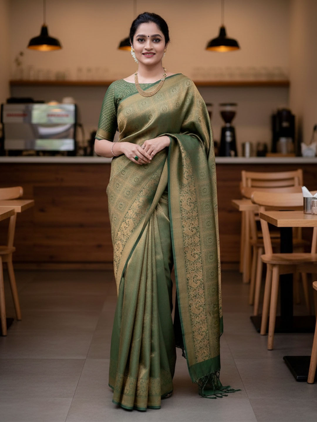 Urban Pallu Woven Design Silk Blend Work Saree