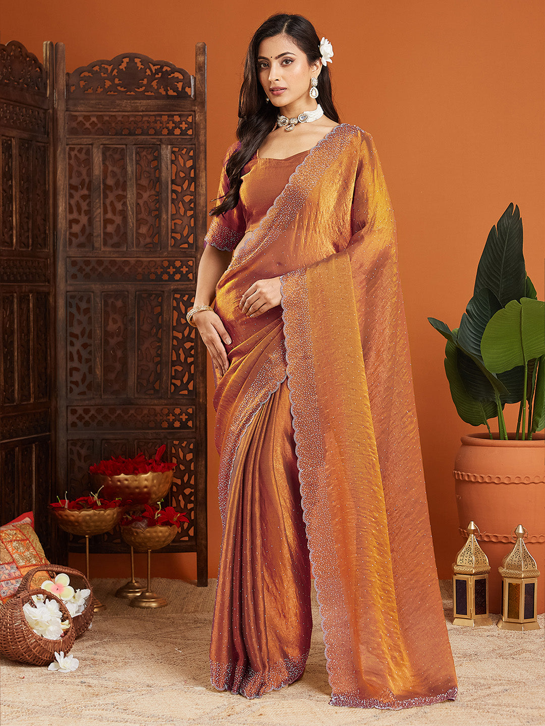 Urban Pallu Embellished Organza Party Saree