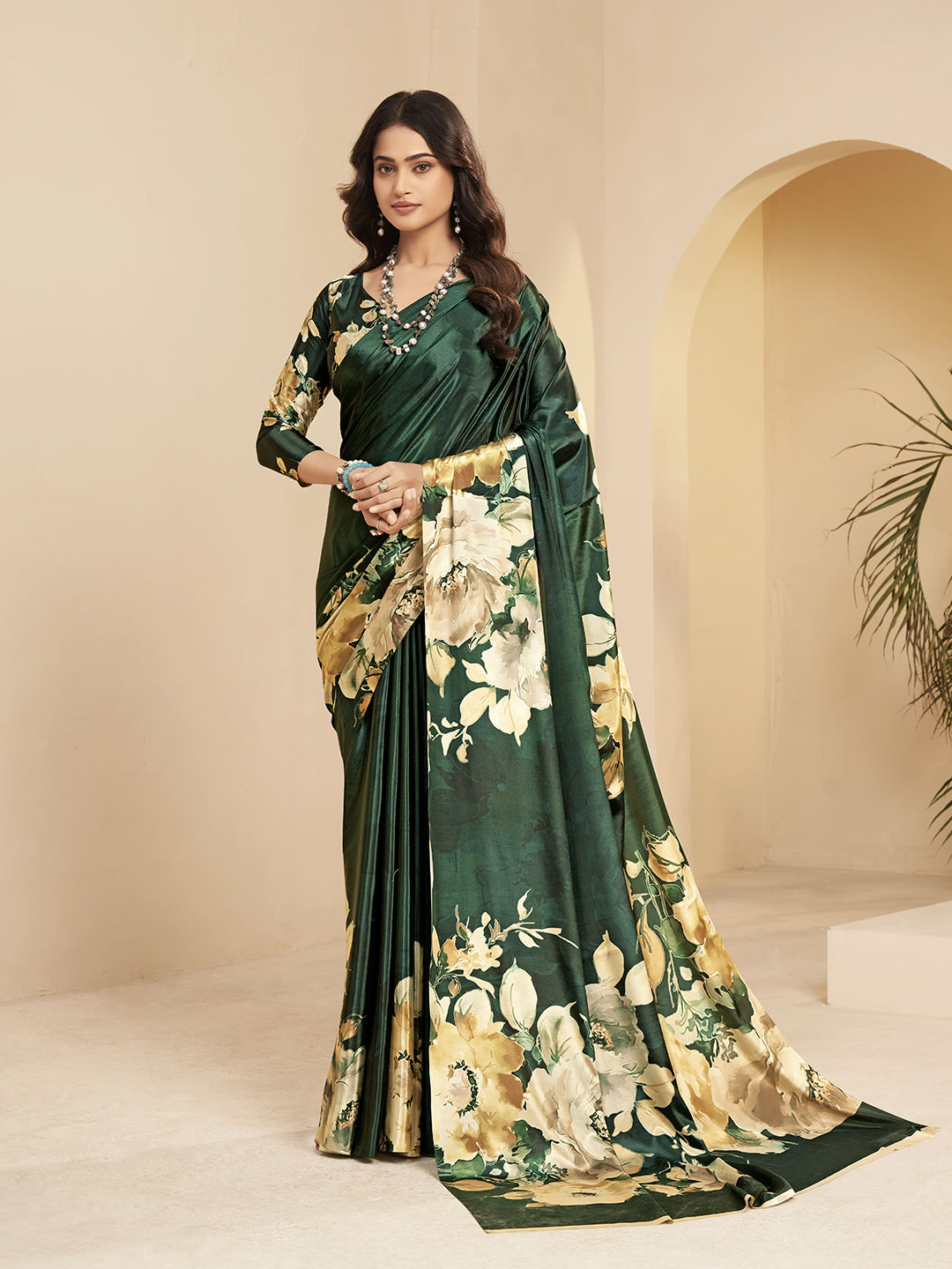 Urban Pallu Printed Poly Silk Work Saree