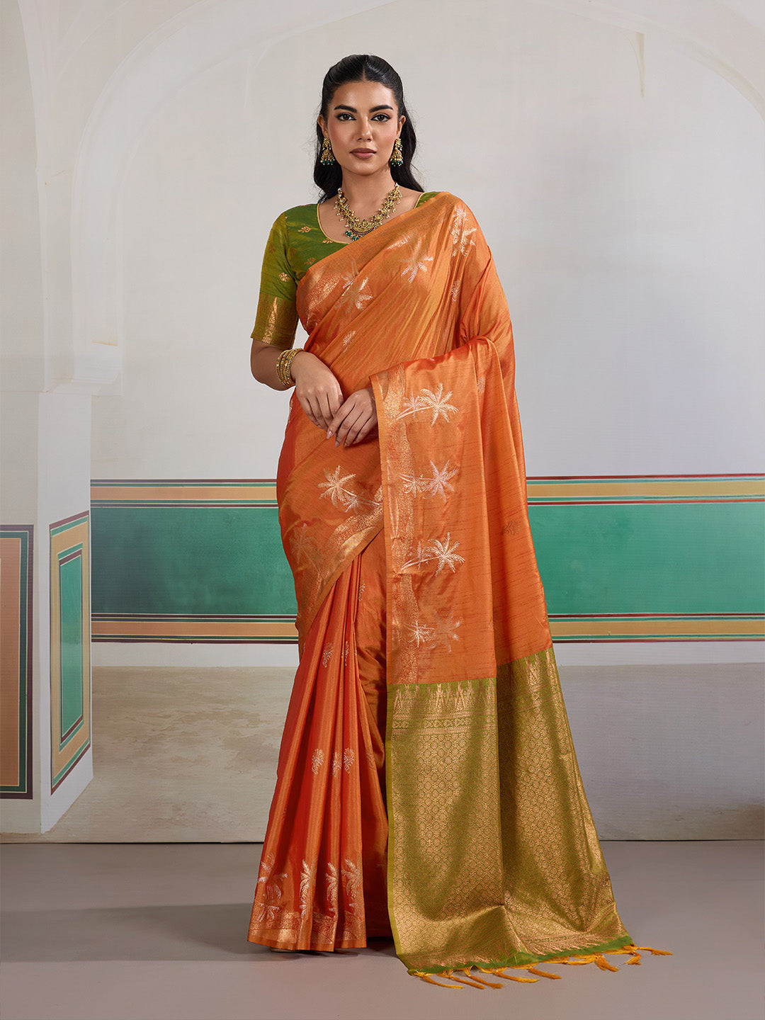 Urban Pallu Printed Silk Cotton Work Saree