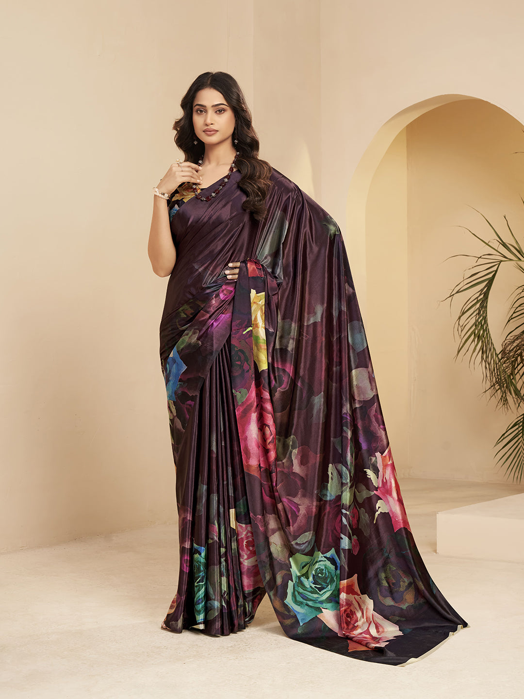 Urban Pallu Printed Poly Silk Work Saree