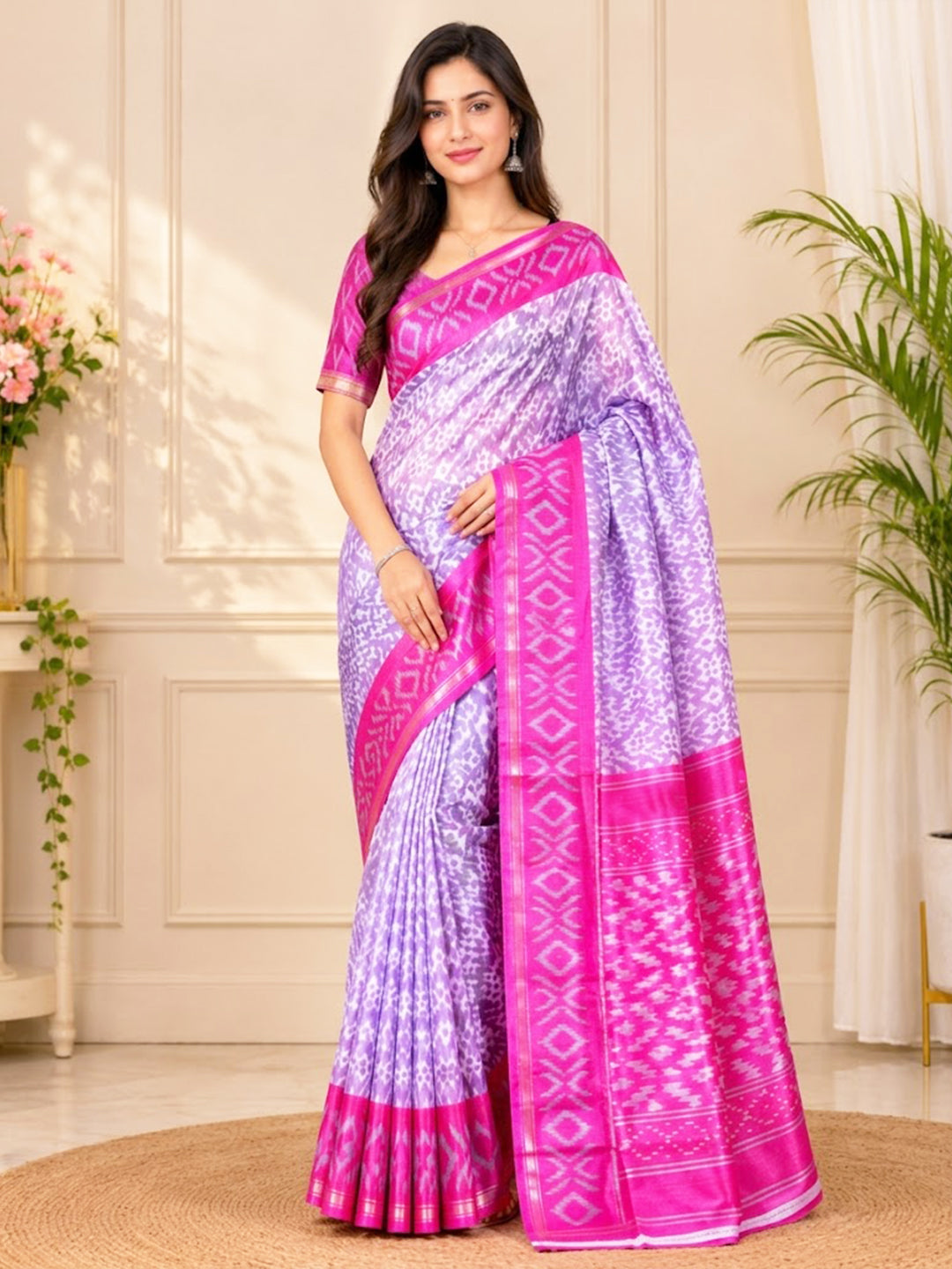 Urban Pallu Printed Silk Blend Festive Saree