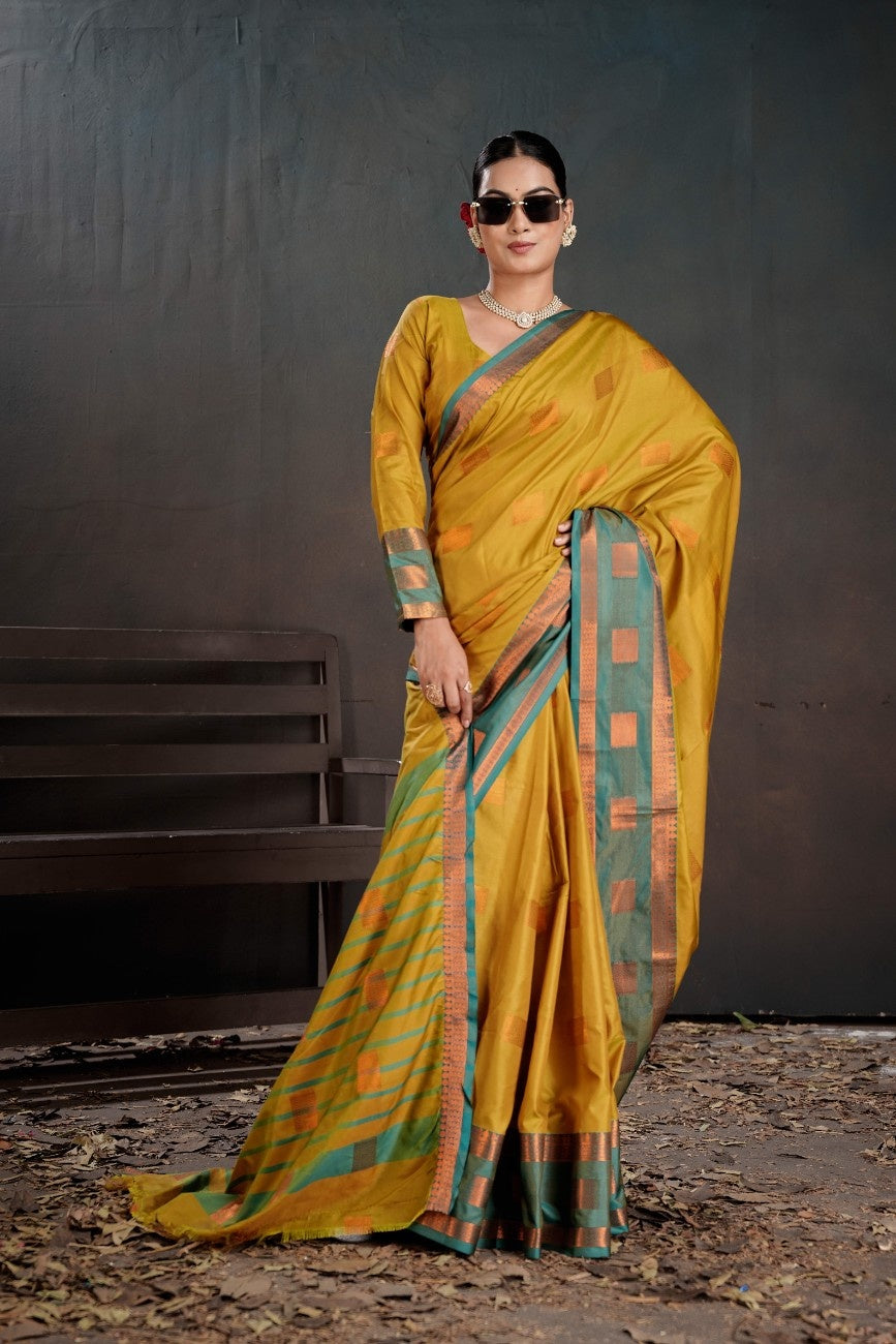 Urban Pallu Floral Sequinned Silk Blend Fusion Saree