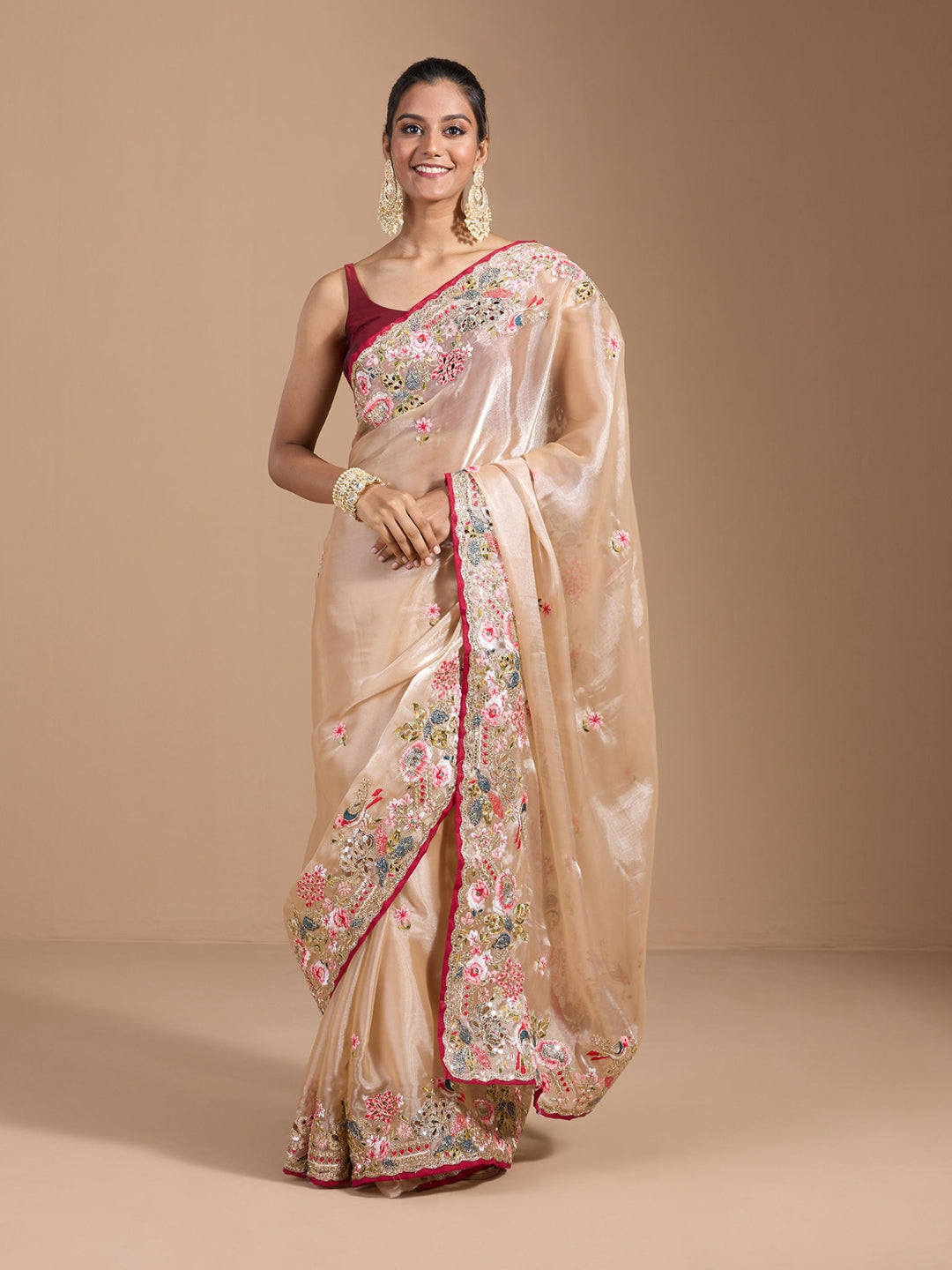 Urban Pallu Solid Tissue Festive Saree