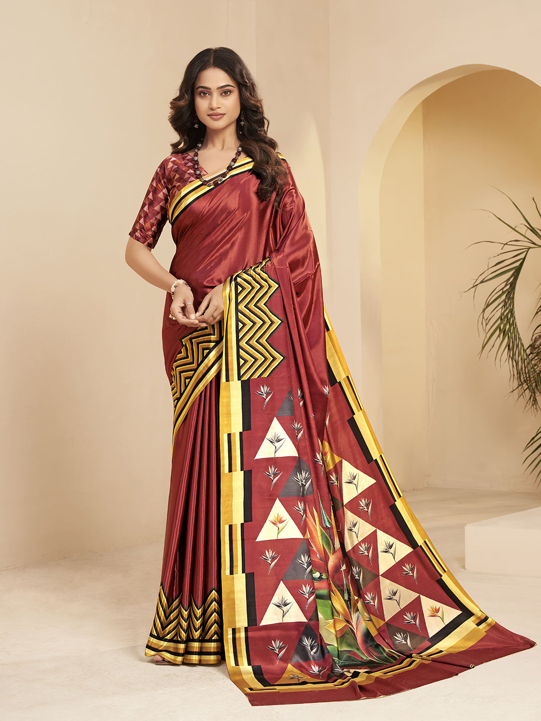 Urban Pallu Printed Poly Silk Work Saree