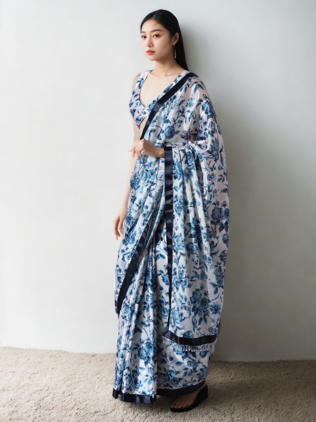Urban Pallu Woven Design Silk Blend Fusion Saree
