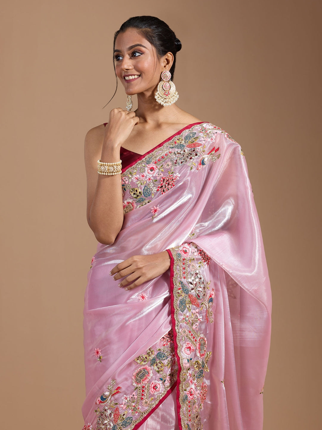 Urban Pallu Embroidered Tissue Festive Saree