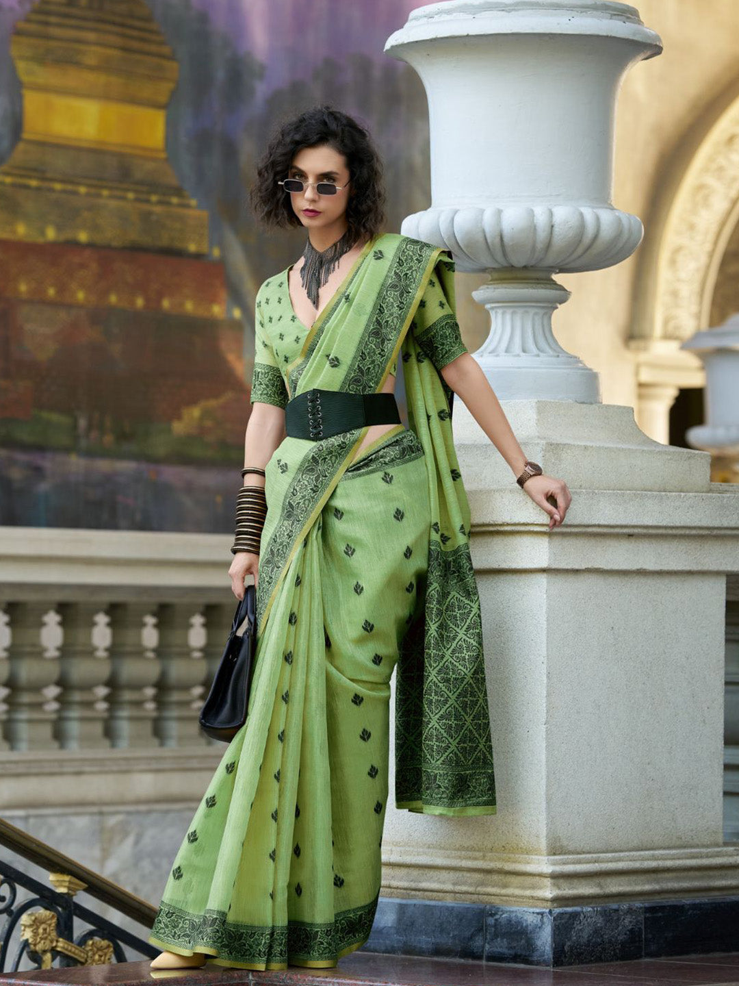 Urban Pallu Woven Design Cotton Blend Daily Saree