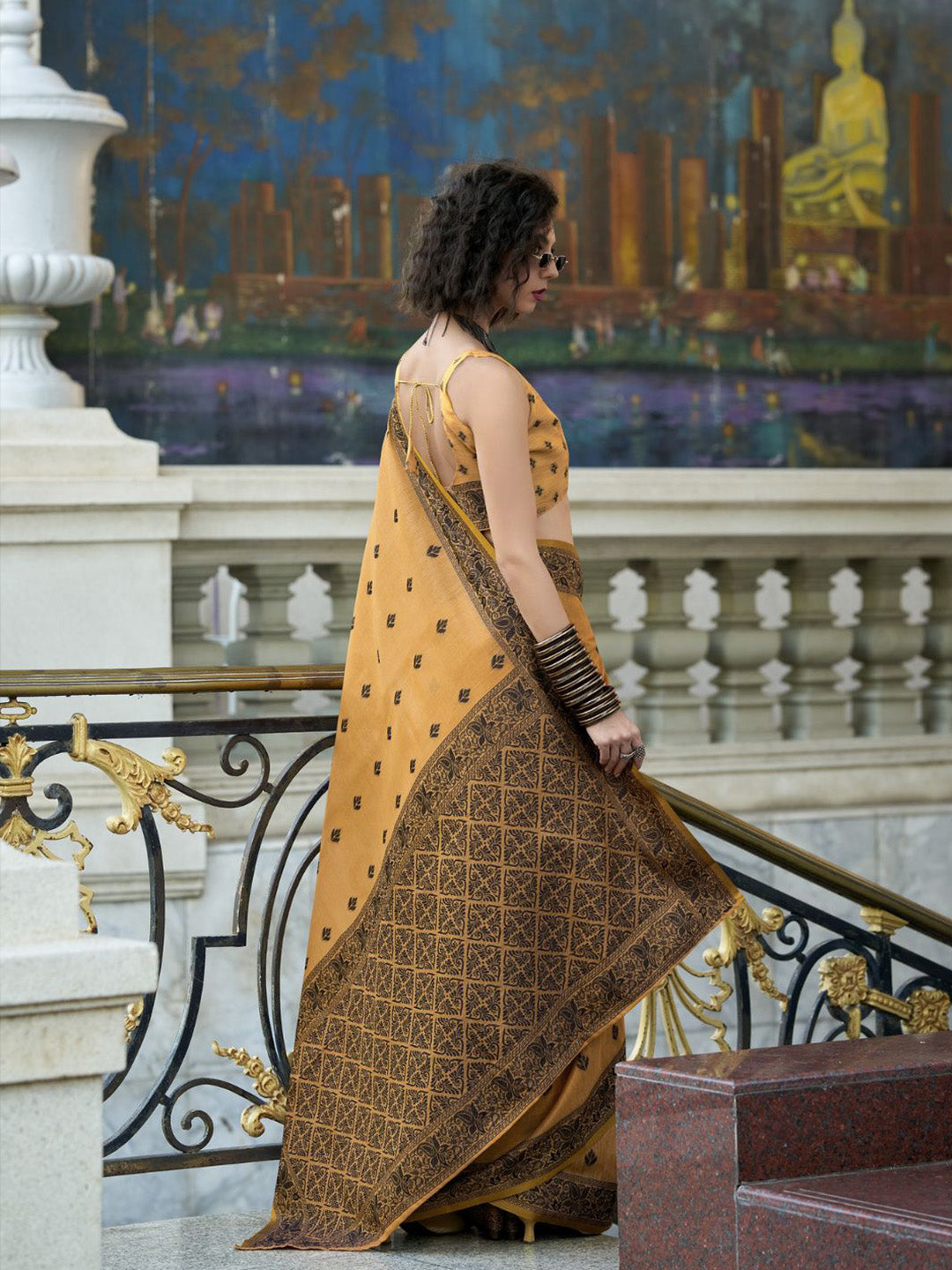 Urban Pallu Woven Design Cotton Blend Daily Saree