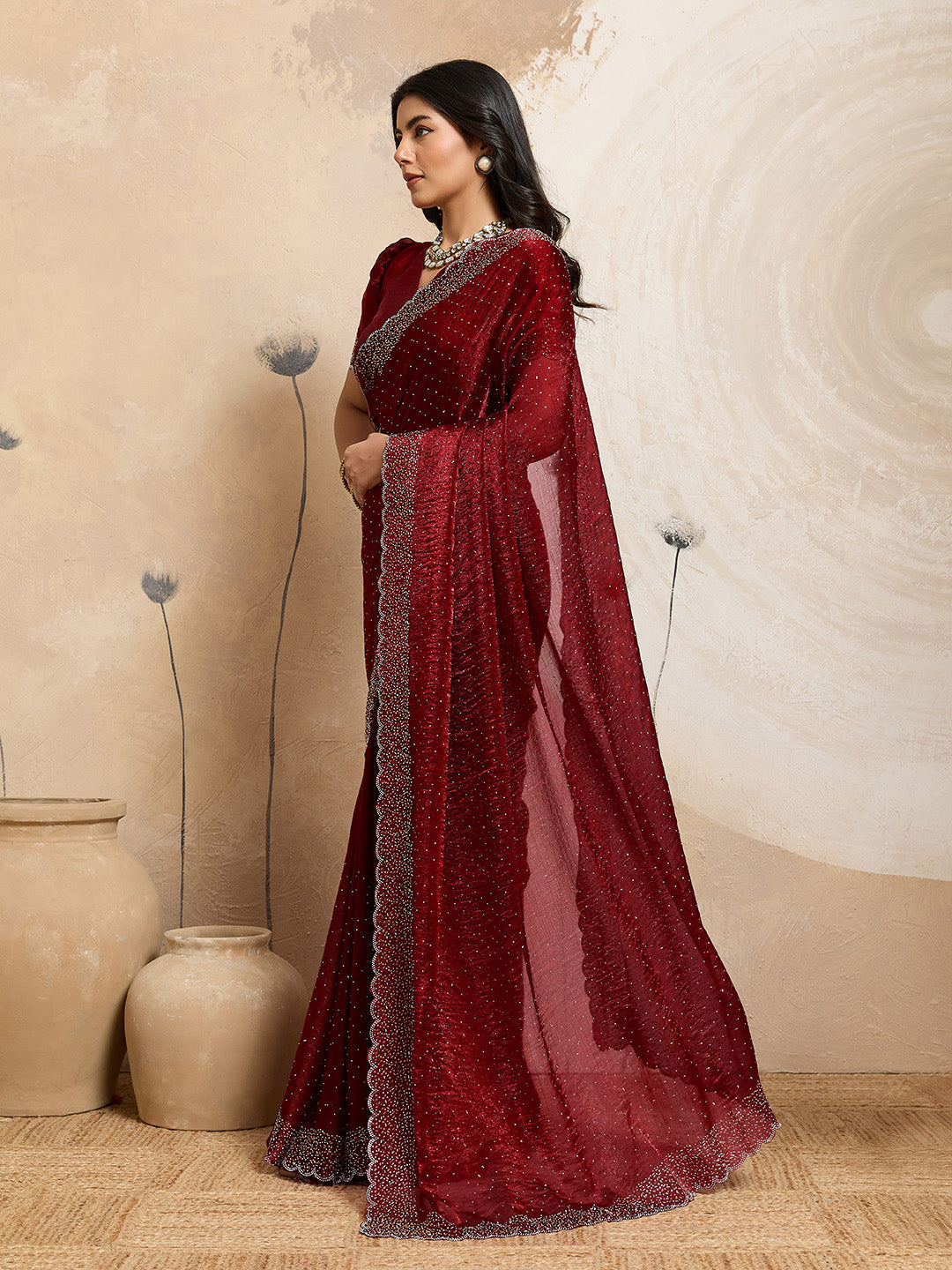 Urban Pallu Embellished Organza Party Saree