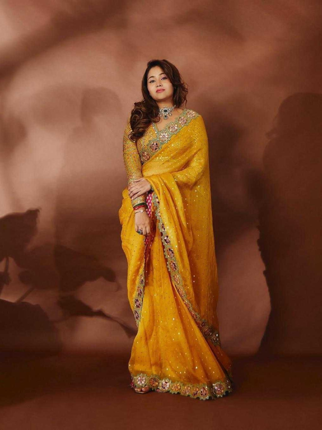 Urban Pallu Embroidered Silk Blend Festive Saree