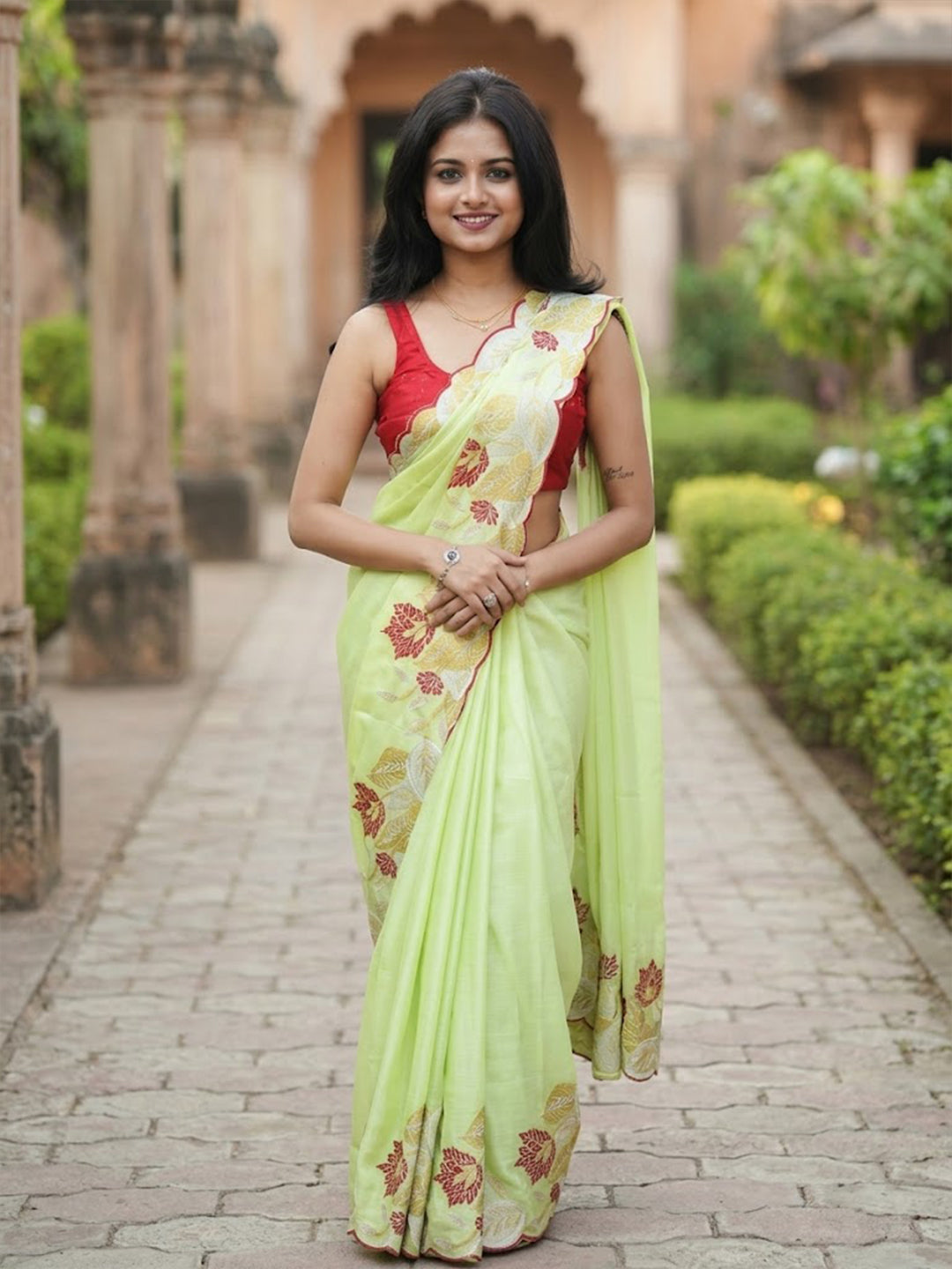 Urban Pallu Woven Design Poly Chiffon Traditional Saree