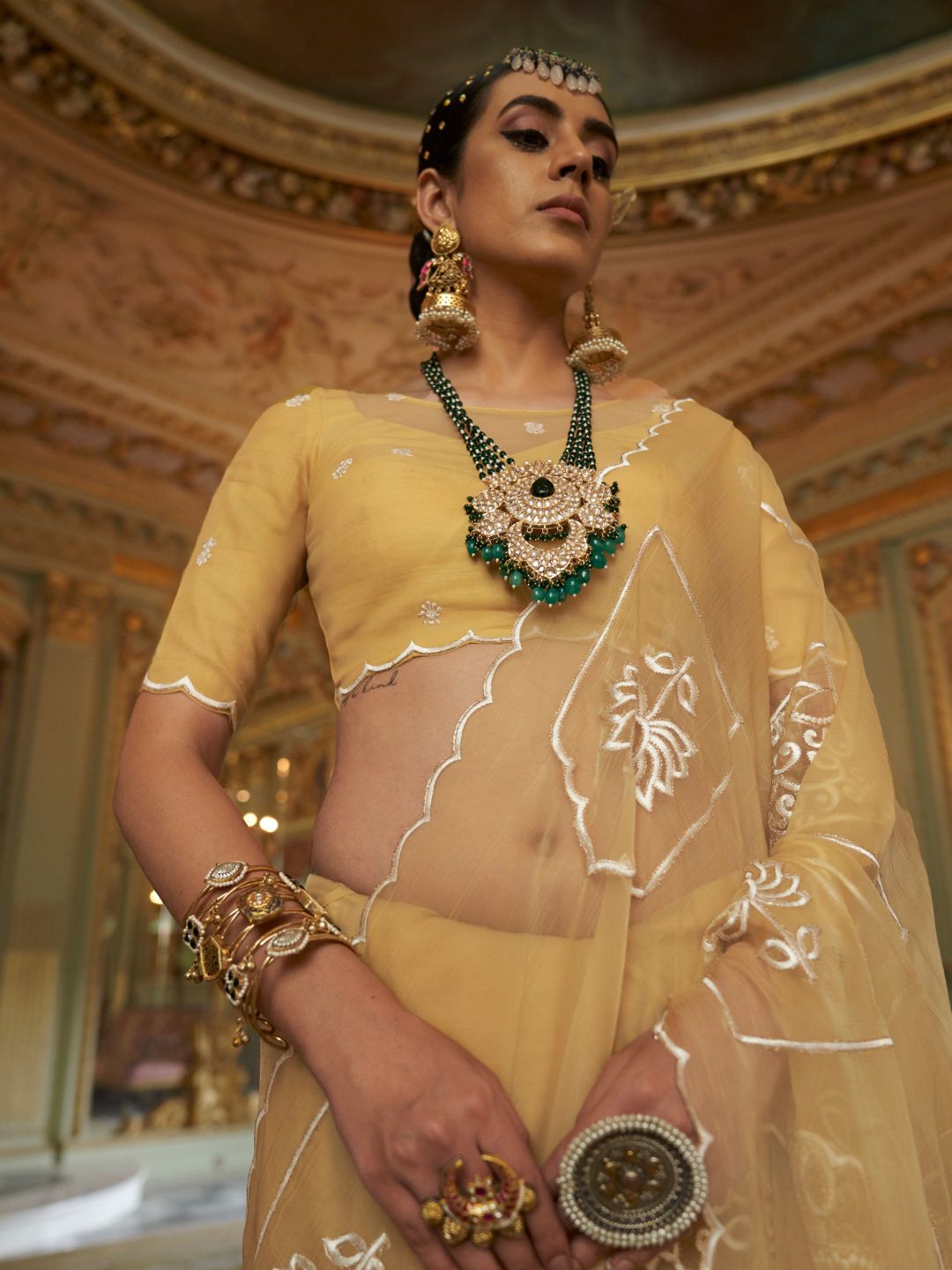 Urban Pallu Solid Poly Chiffon Daily Saree