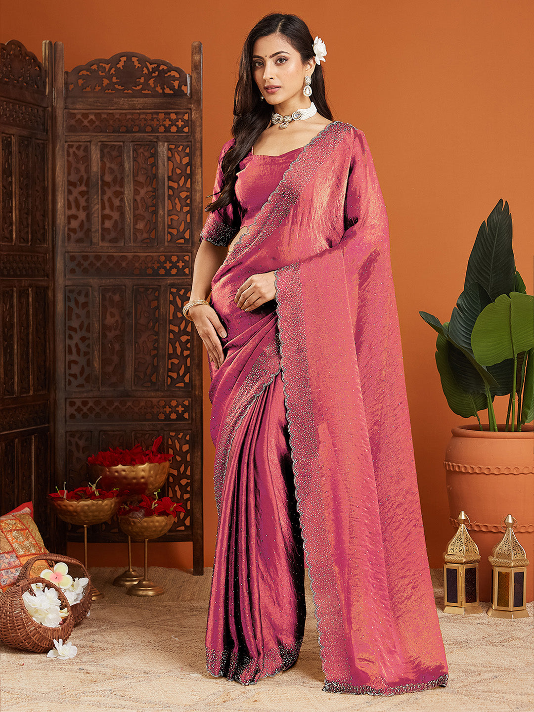 Urban Pallu Embellished Organza Party Saree