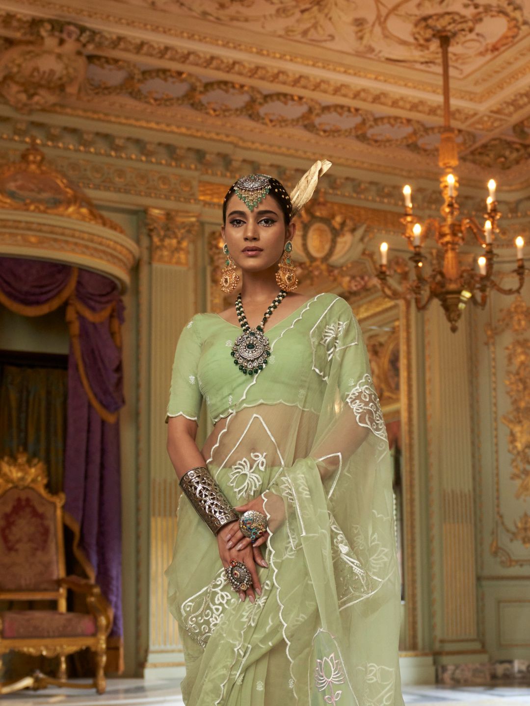 Urban Pallu Solid Poly Chiffon Daily Saree