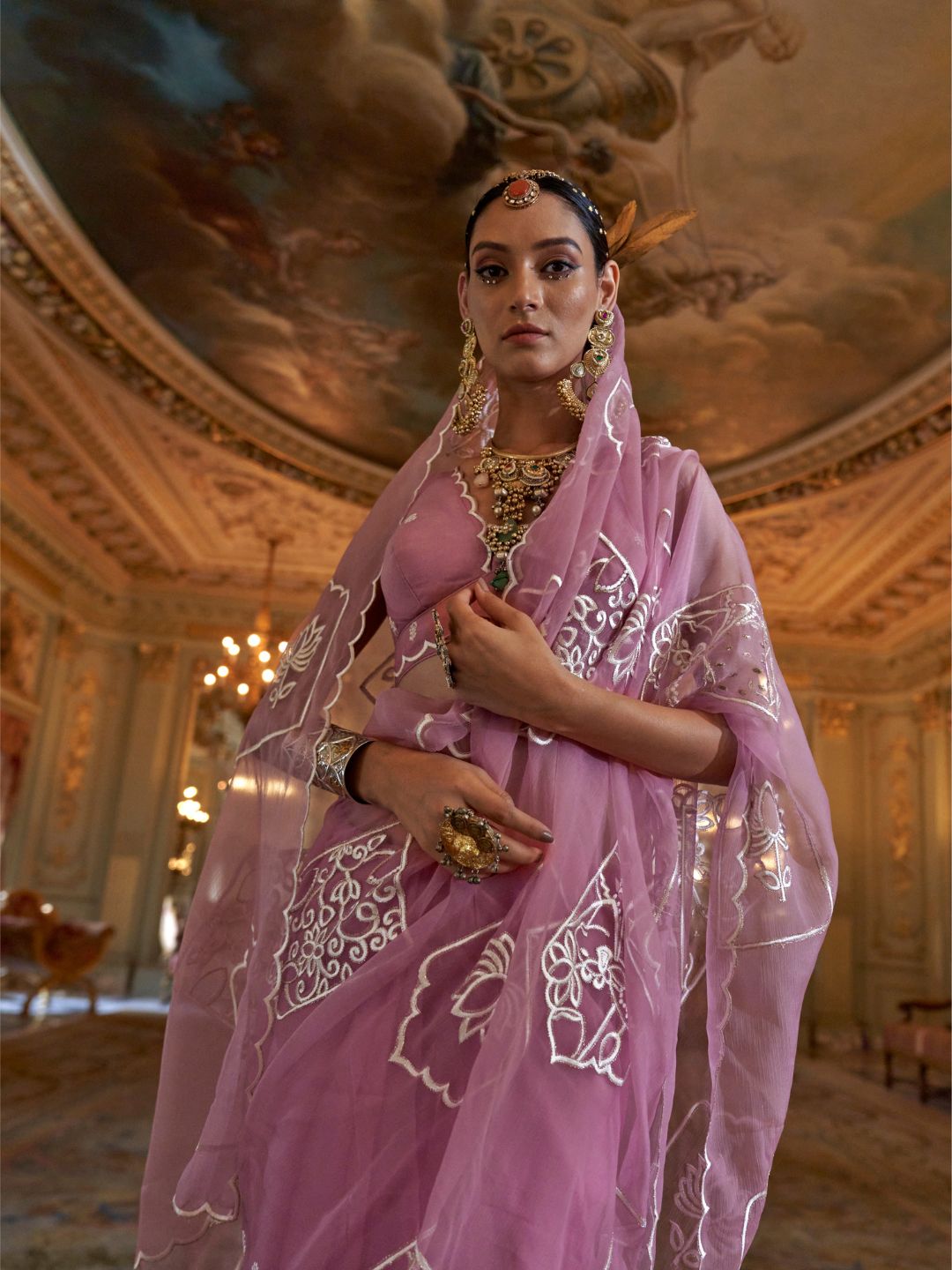 Urban Pallu Solid Poly Chiffon Daily Saree