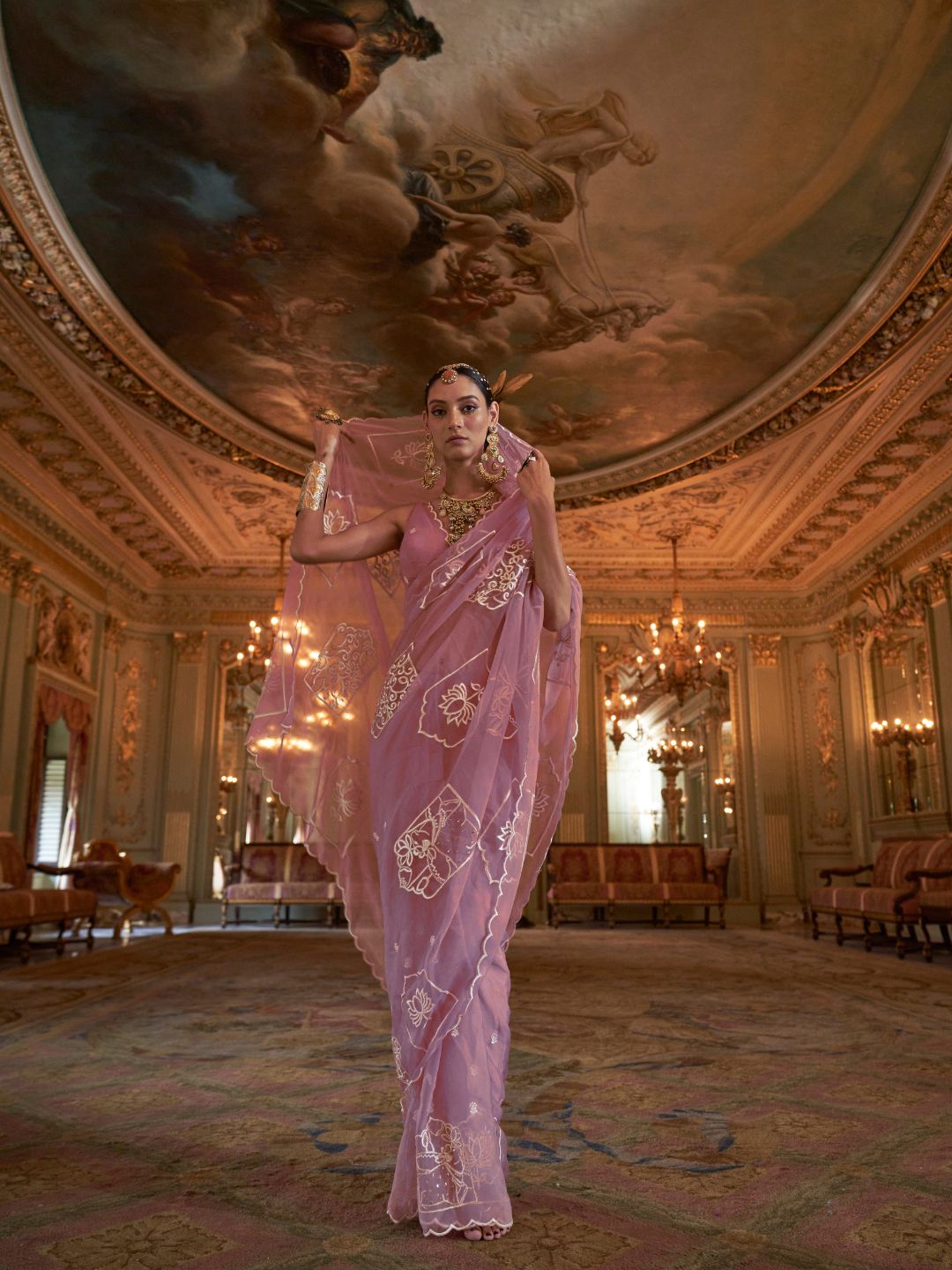 Urban Pallu Solid Poly Chiffon Daily Saree
