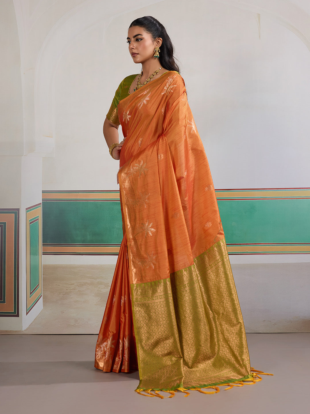 Urban Pallu Printed Silk Cotton Work Saree