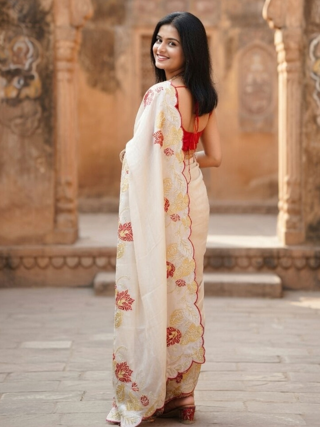 Urban Pallu Woven Design Poly Chiffon Traditional Saree