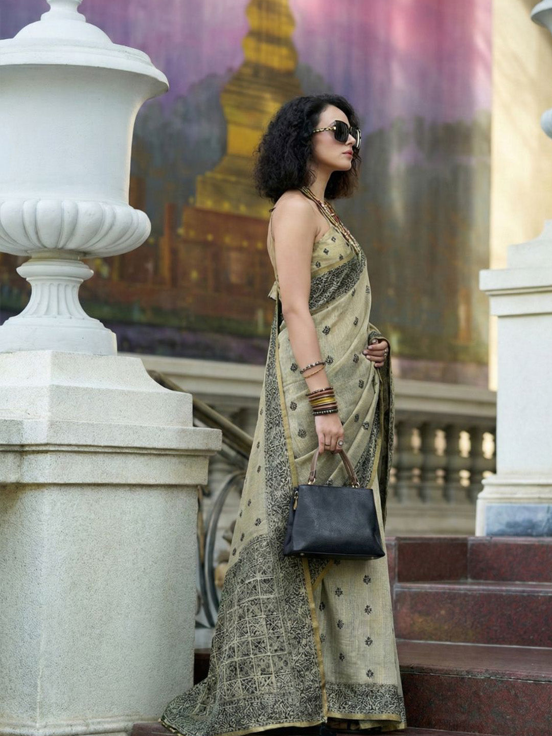 Urban Pallu Woven Design Cotton Blend Daily Saree