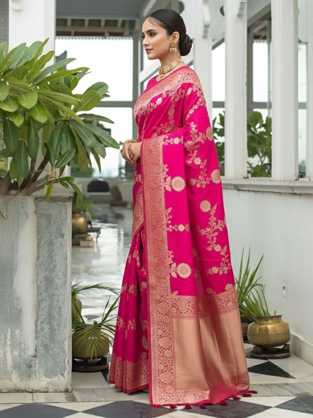 Urban Pallu Woven Design Silk Blend Traditional Saree