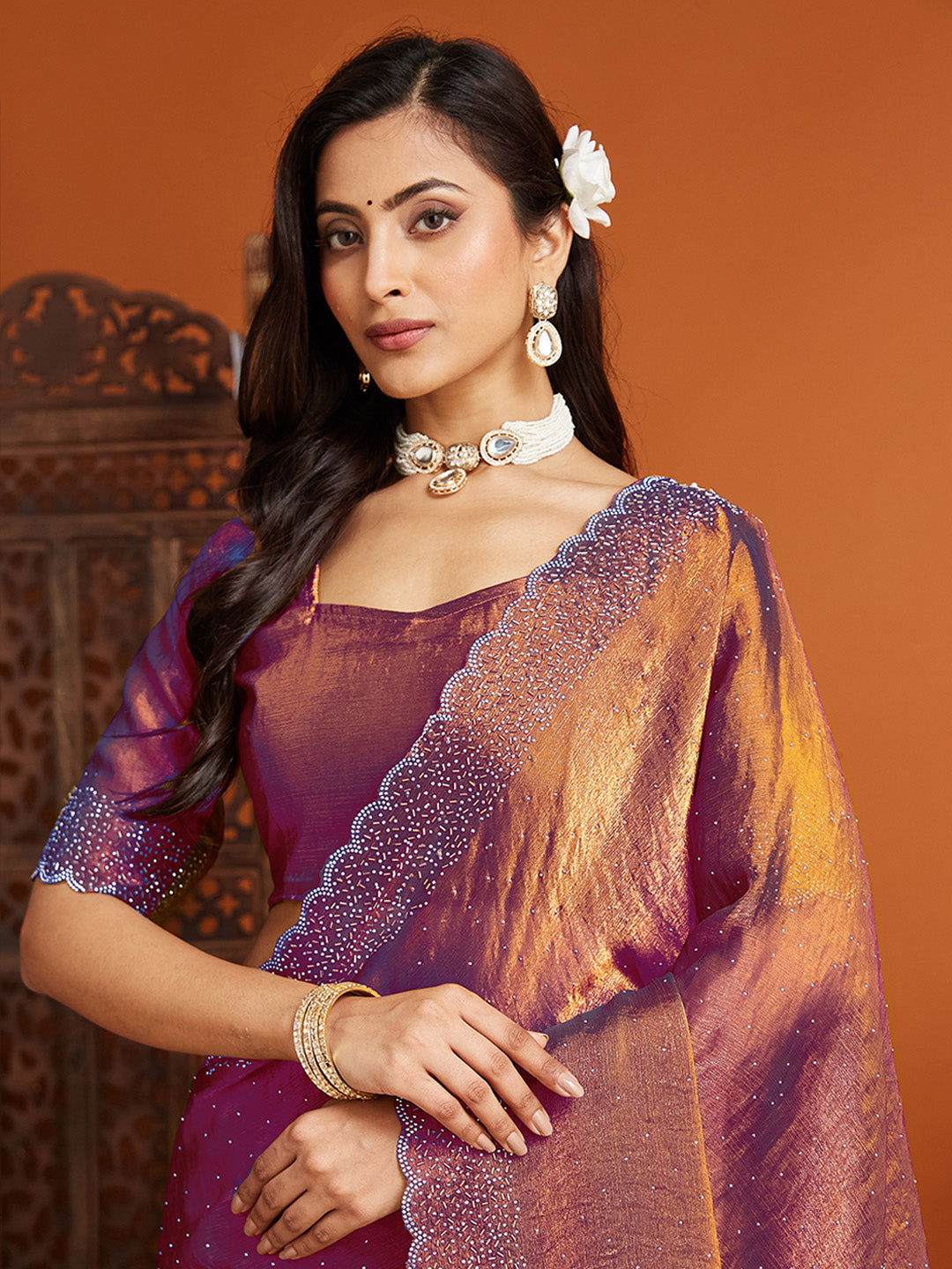 Urban Pallu Embellished Organza Party Saree
