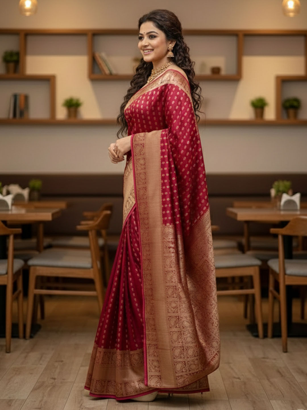 Urban Pallu Woven Design Silk Blend Work Saree
