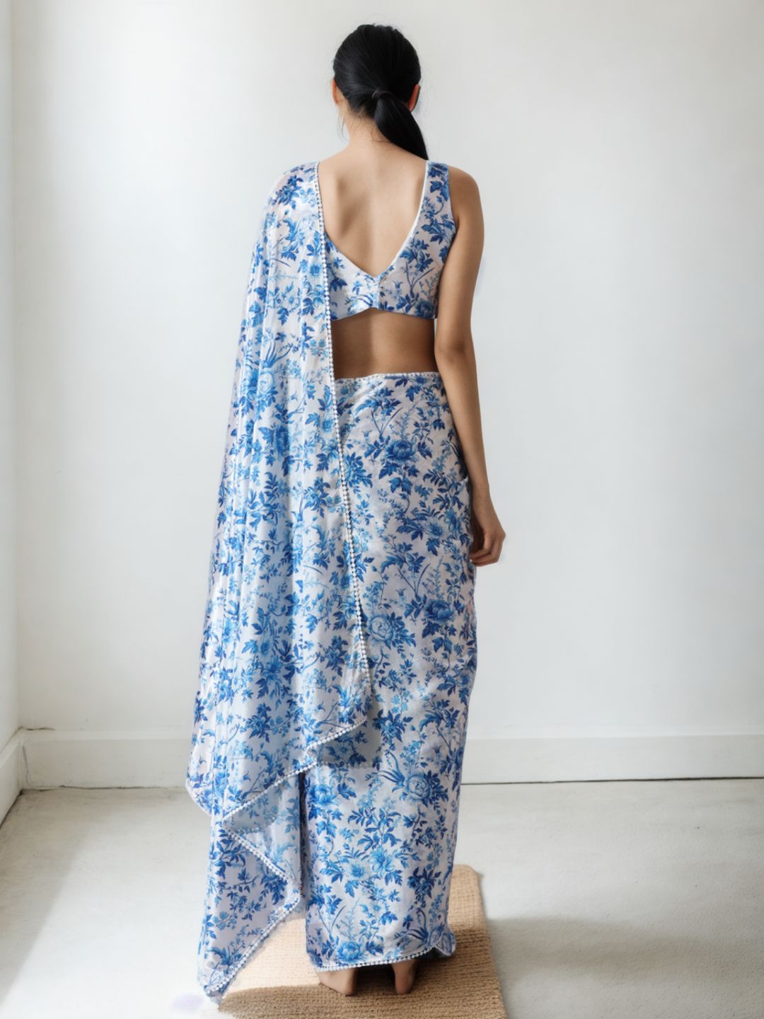 Urban Pallu Woven Design Silk Blend Fusion Saree