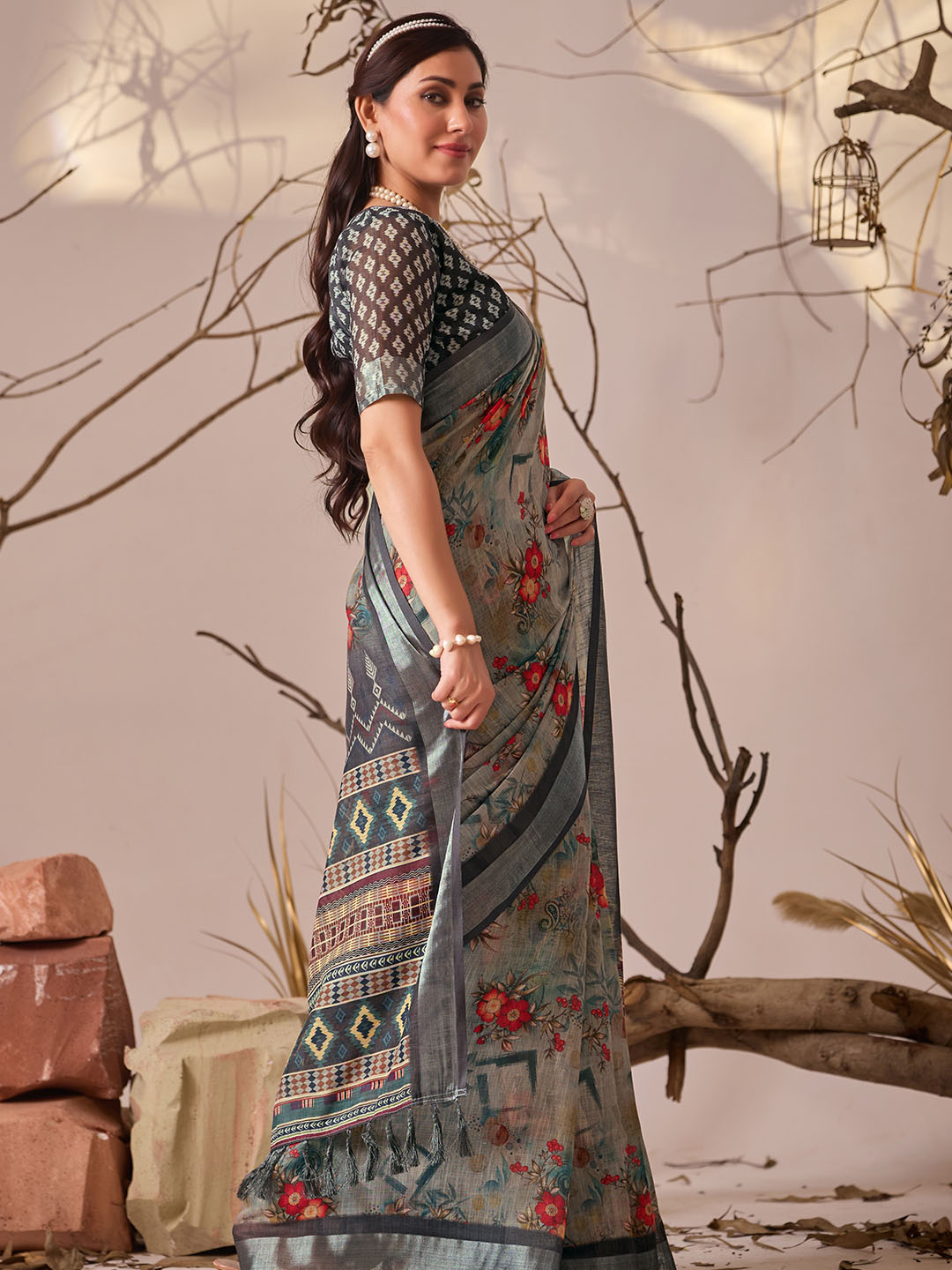Urban Pallu Printed Pure Cotton Work Saree