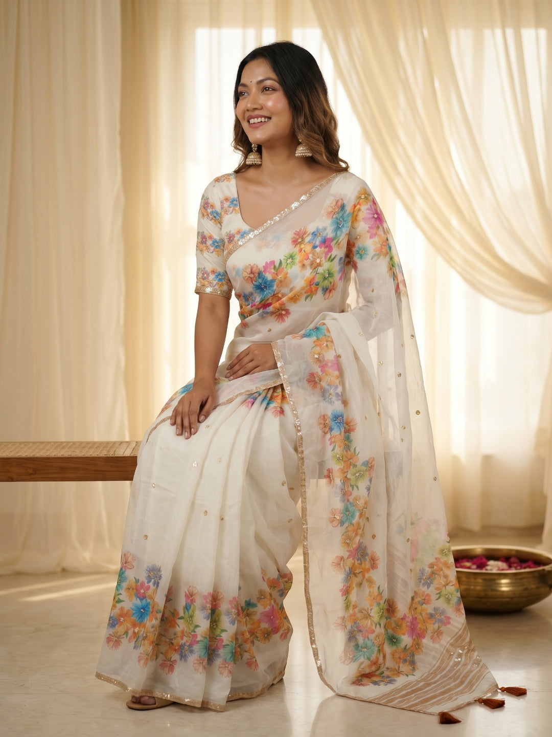 Urban Pallu Printed Silk Blend Festive Saree