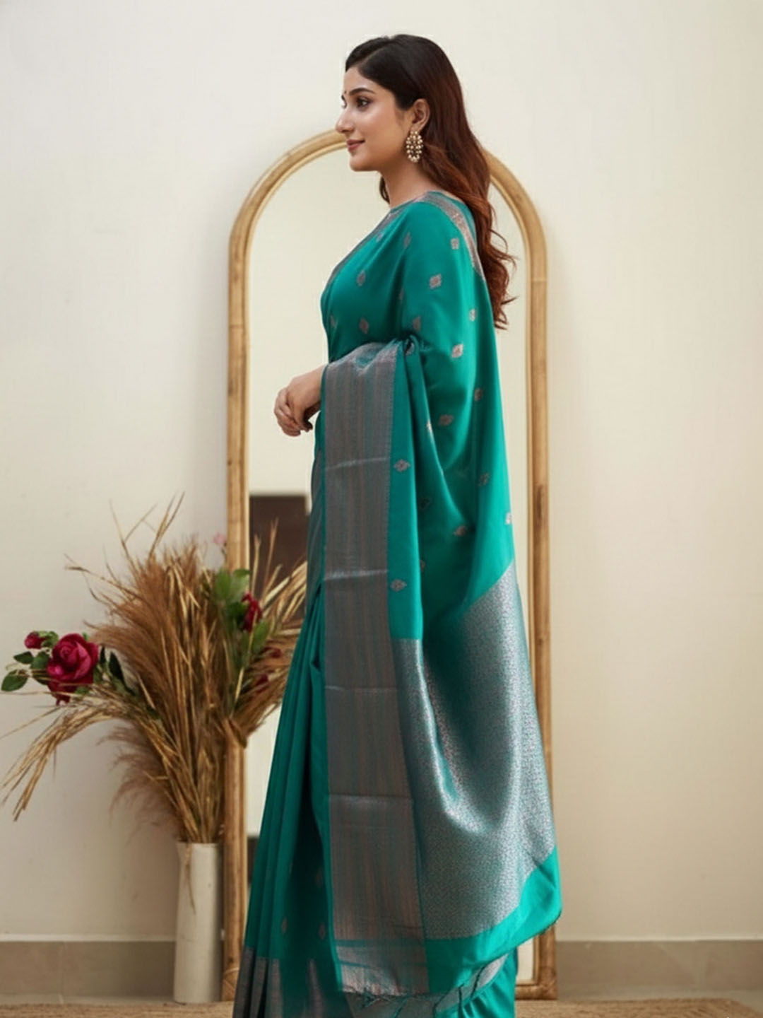 Urban Pallu Woven Design Silk Blend Work Saree
