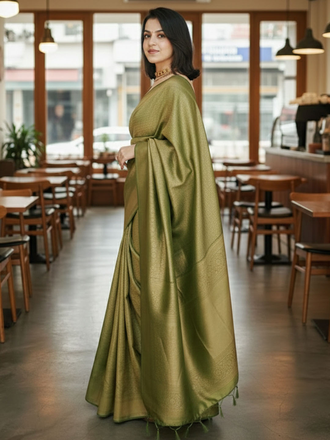 Urban Pallu Woven Design Silk Blend Work Saree