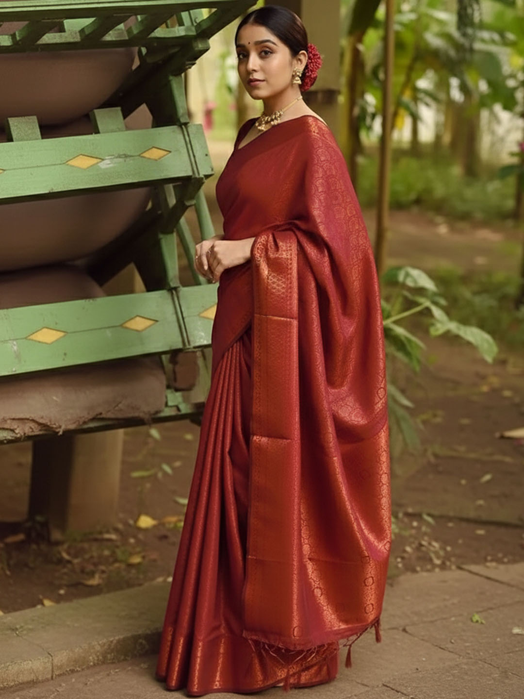 Urban Pallu Woven Design Silk Blend Traditional Saree