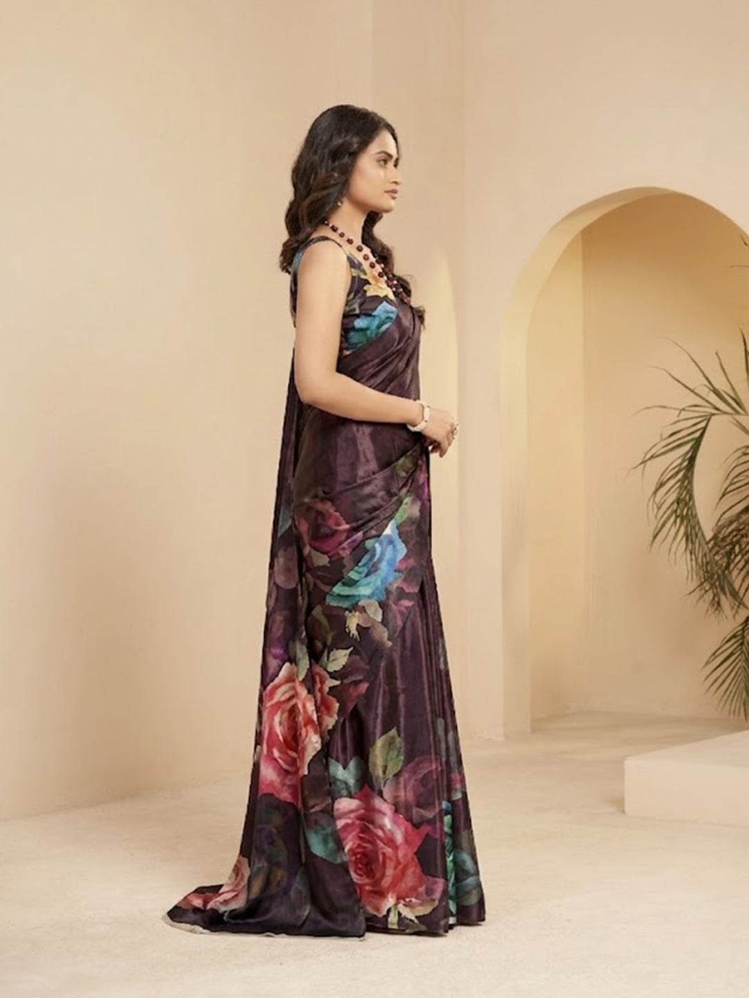 Urban Pallu Printed Poly Silk Work Saree