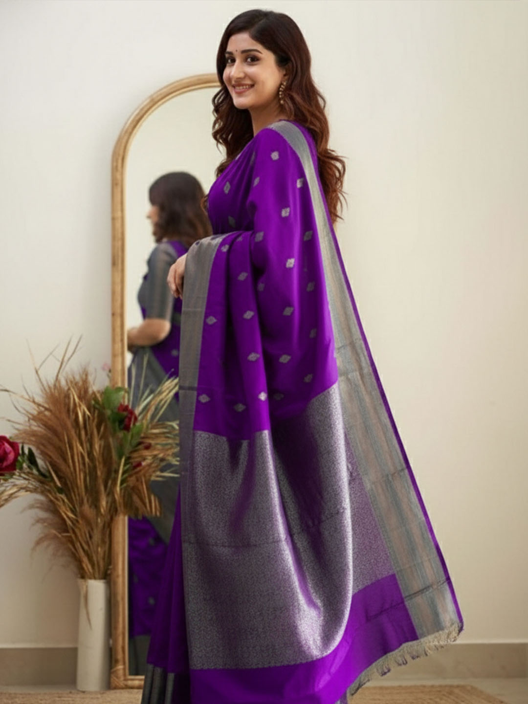 Urban Pallu Woven Design Silk Blend Work Saree