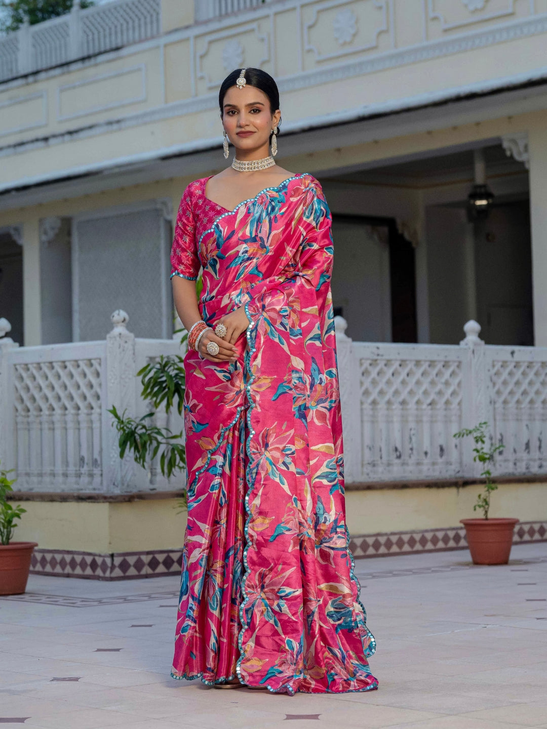 Urban Pallu Woven Design Silk Blend Fusion Saree