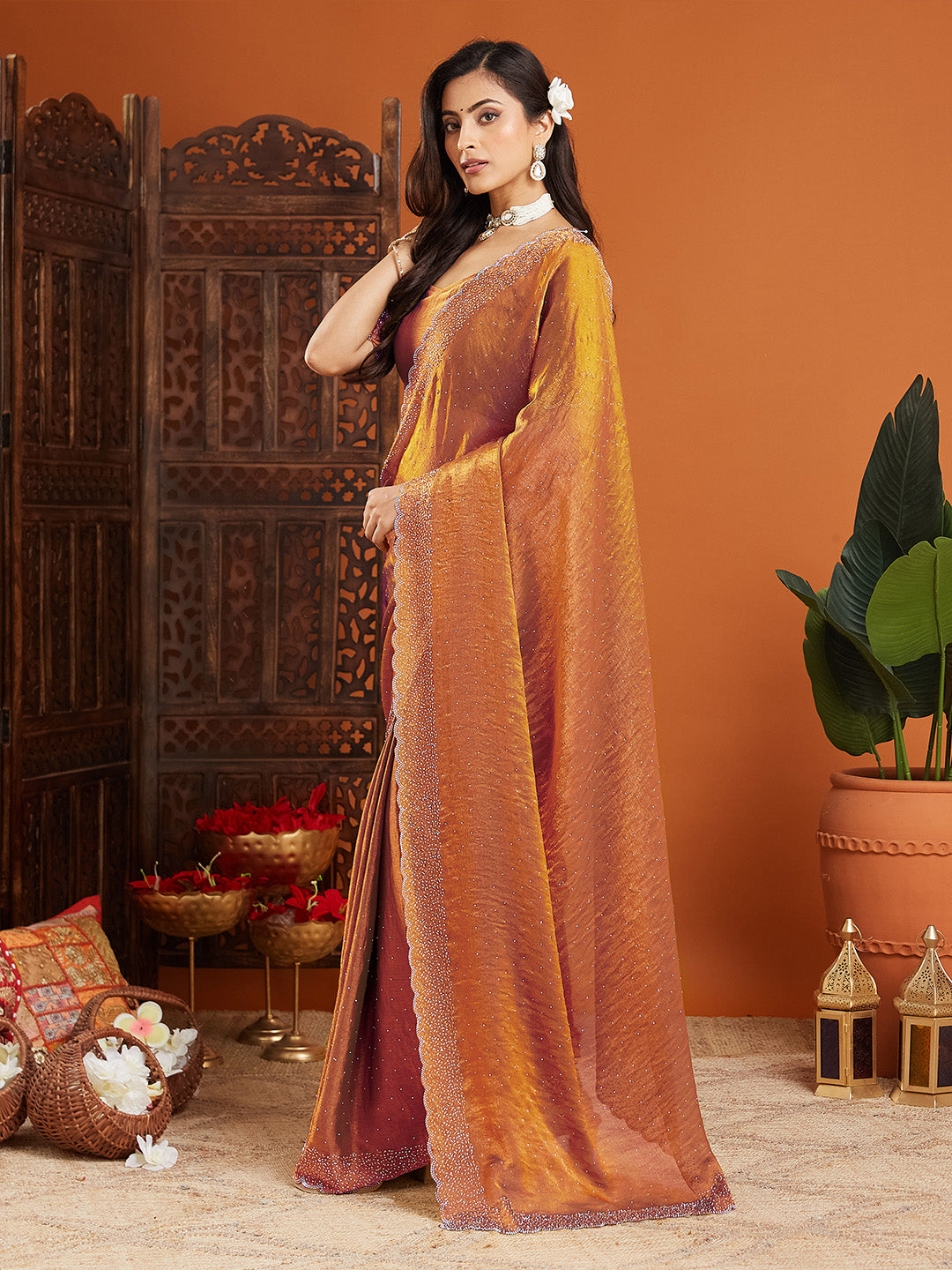 Urban Pallu Embellished Organza Party Saree