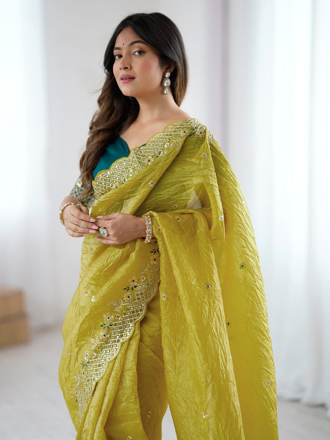 Urban Pallu Embroidered Tissue Festive Saree