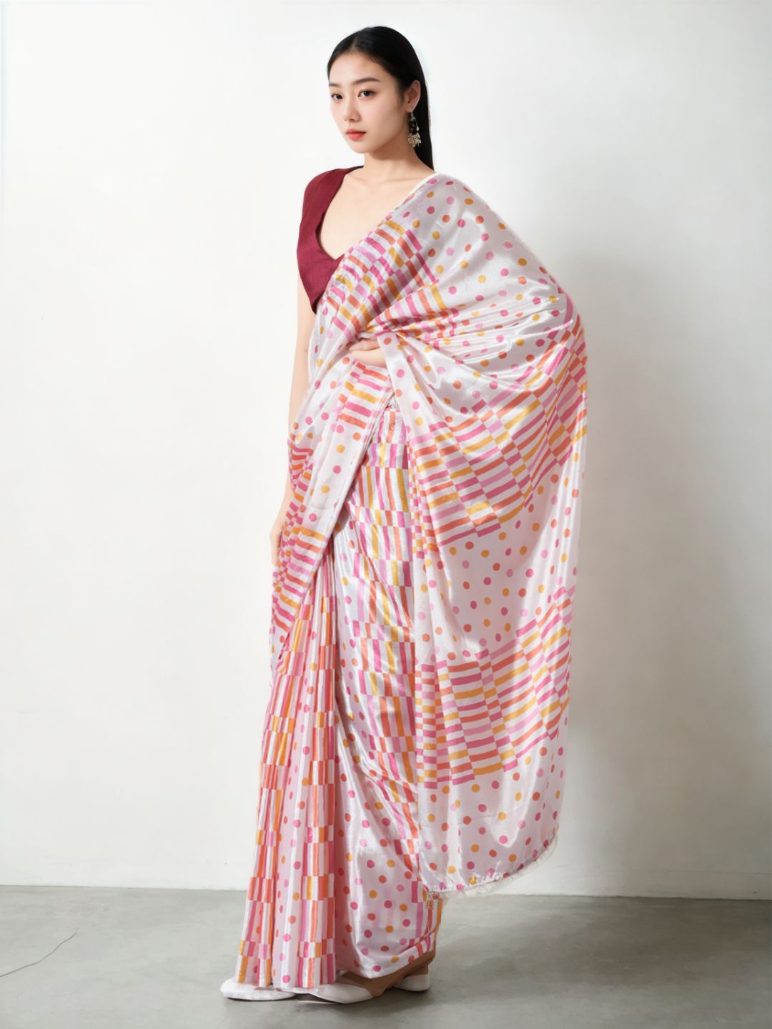 Urban Pallu Woven Design Silk Blend Fusion Saree