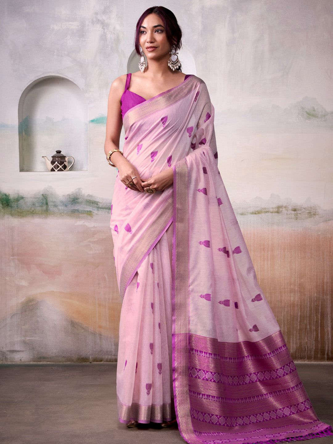Urban Pallu Woven Design Cotton Blend Daily Saree